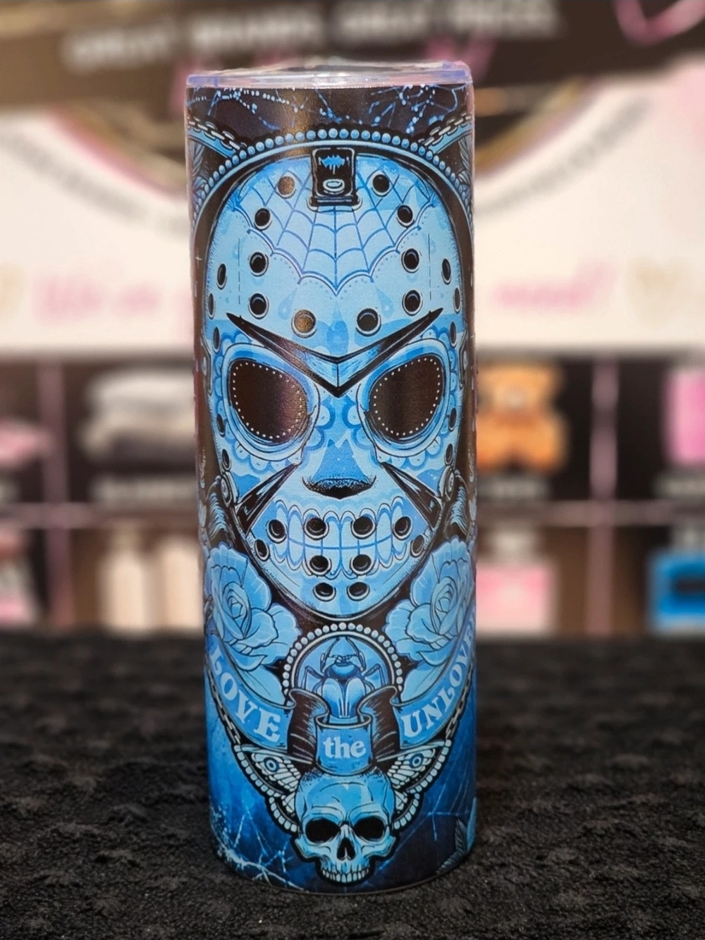 Blue Sugar Skull Stainless Drink Tumbler - Unbranded